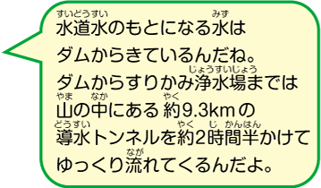 水道水の元になる水はダムからきているんだね。